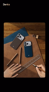 Benks Magnetic Armor Air Armor Grid Kevlar Ümbris Metal Frame 600D (0067) jaoks Iphone 17 sinine