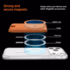 Spigen Valentinus MagFit+ MagSafe magnetiline telefoni kaarditasku – oranž