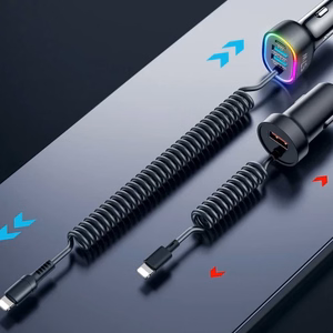 Autolaadija Joyroom "JR-CL20" must 57W (1xPD / 1xQC3,0 / LED valgustusega) + "Lightning" kaabel 160cm