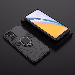 Ring Armor kõva hübriidkate + magnetiline hoidja OnePlus Nord N20 5G jaoks must