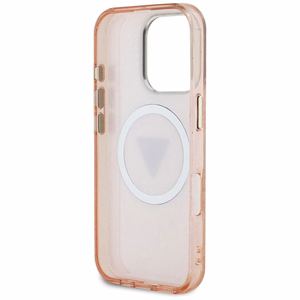 Guess IML Metal Glitter 4G Circle Triangle MagSafe Ümbris jaoks iPhone 16 Pro Max - Roosa
