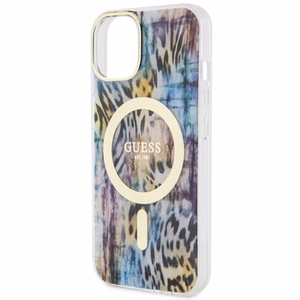 Guess Leopard MagSafe ümbris jaoks iPhone 14 - sinine