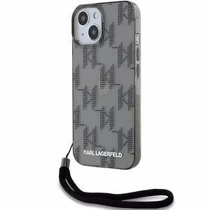 Karl Lagerfeld IML Mono KL Pattern & Cord ümbris jaoks iPhone 15 / 14 / 13 - must
