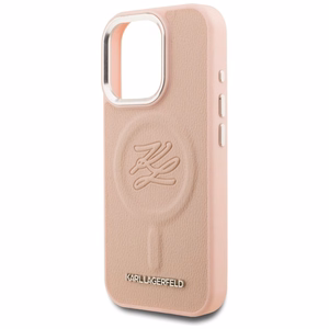 Karl Lagerfeld initsiaalide ja metalllogo MagSafe ümbris iPhone 16 Pro Max - roosa