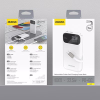 Dudao K31 10000 mAh 22.5W PD Powerbank sisseehitatud kaabliga - valge