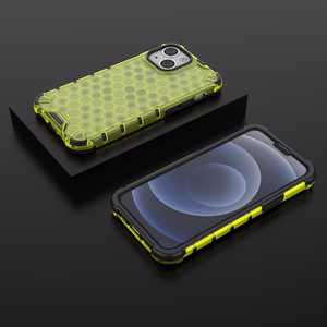 Honeycomb Case armor cover with TPU Bumper for iPhone 13 mini green