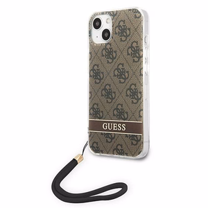 Guess GUOHCP14MH4STW iPhone 14 Plus 6.7" коричневый/коричневый жёсткий чехол 4G Print Strap