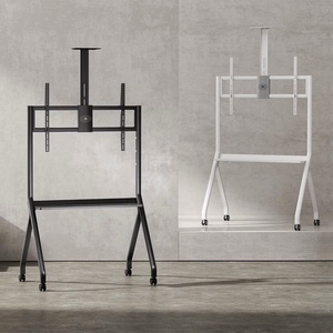 Maclean TV stand / cart, camera shelf, on casters, 55-100", max load 120kg/10kg shelf, max. VESA 900x600, must, MC-114 B