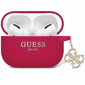 Guess GUAP2LECG4M ümbris jaoks AirPods Pro 2 cover lilla/magenta Liquid Silicone Glitter Triangle Charm