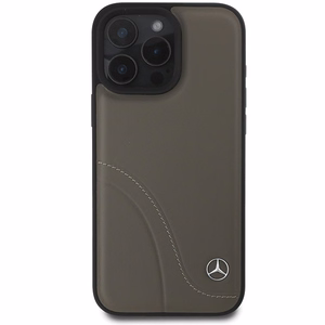 Mercedes MB Curved Stitches Leather iPhone 16 Pro Max Ümbris - Brown