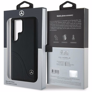 Mercedes Leather Curved Stitches Ümbris jaoks Samsung Galaxy S25 Ultra - must