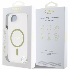 Guess IML Glitter Circle MagSafe iPhone 16e Ümbris - Clear