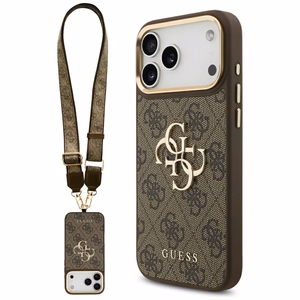 GUESS ümbris jaoks IPHONE 17 Pro Max GUHCP17XP4G4BCSW (PU W/ Big 4G Classic & Big Strap Metal Buttons) brown
