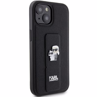 Karl Lagerfeld Gripstand Saffiano Karl&Choupette Pins ümbris jaoks iPhone 15 - must