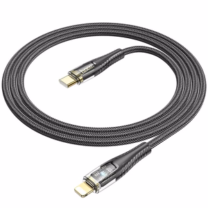 Кабель USB C to Lightning Hoco PD 27W 1,2 m U121 черный прозрачный