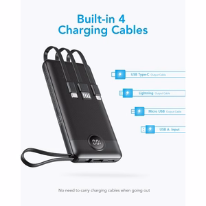 Powerbank Veger C10 (W1116) 10000 mAh with built-in Micro-USB cables / Typ C / Lightning must