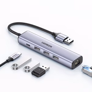 Ugreen CM475 multifunktsionaalne jaotur USB 3.0 - 3x USB / Ethernet RJ-45 / USB Type-C PD - hall