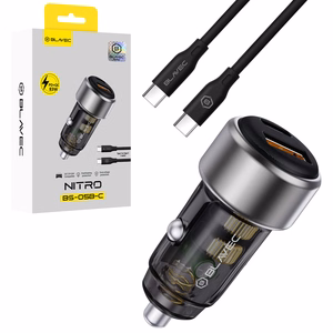 Blavec Автомобильное зарядное устройство BS-05B-C Nitro — USB + Type C — QC 3.0 18W PD 65W с кабелем Type C — Type C (CCBS05BCN-UCB) чёрный
