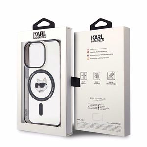 Karl Lagerfeld IML Choupette's Head MagSafe ümbris jaoks iPhone 15 Pro - läbipaistev