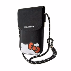 Hello Kitty Hiding Kitty Cord kunstnahast põiki üle keha kantav telefonikott, must