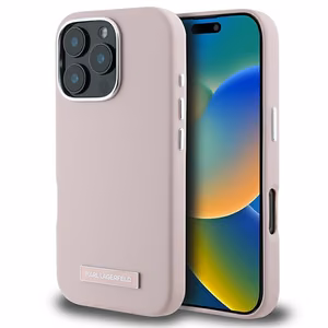 Karl Lagerfeld FW Metal Plate MagSafe iPhone 16 Pro Ümbris - roosa