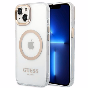 Guess GUHMP14MHTRMD iPhone 14 Plus 6.7 "kuldne / kuldne hard ümbris Metal Outline Magsafe