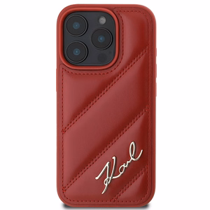Karl Lagerfeld Quilted Signature iPhone 16 Pro Ümbris - punane