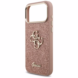 Guess Fixed Glitter Big 4G Metal Raamiga Ümbris jaoks iPhone 17 Pro Max - Roosa