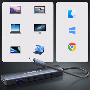 Wozinsky WHBC10Y4S 6-in-1 USB-C jaotur, alumiiniumist, 25 cm kaabliga, hall