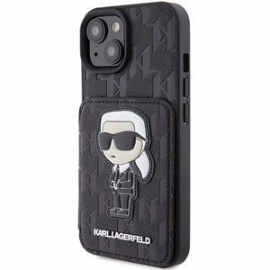 Karl Lagerfeld Saffiano Cardslots and Stand Monogram Ikonik Patch ümbris jaoks iPhone 15 - must