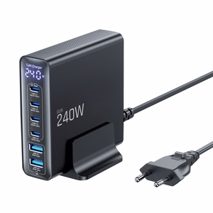 Tech-Protect DC240W-GAN 6 pordiga laua laadija PD 240W / QC3.0 must