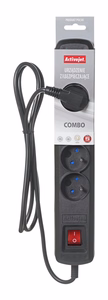Activejet black power strip with cord ACJ COMBO 5G 1,5M/BEZP.AUTO/CZ