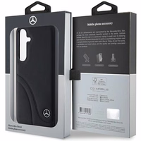 Mercedes Leather Curved Stitches ümbris jaoks Samsung Galaxy S24+ - must