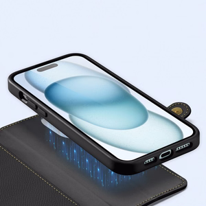 Dux Ducis Lawa Leather Ümbris jaoks iPhone 15 - Must