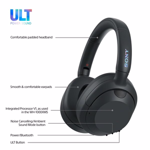 Sony ULT WEAR – juhtmevabad Bluetooth-kõrvaklapid ULT POWER SOUND, sügava bassi, mürasummutuse ja kuni 30 h akuga
