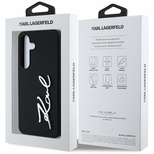 Ümbris Karl Lagerfeld Silicone Metal Signature Logo Samsung Galaxy S25 must