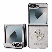 Guess Leather 4G Metal Logo Ümbris jaoks Samsung Galaxy Z Flip 6 - Roosa