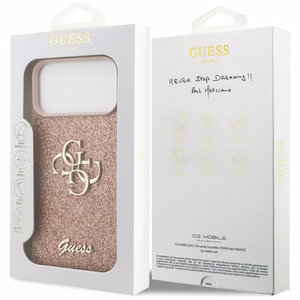 Guess Fixed Glitter Big 4G Ümbris jaoks iPhone 17 Pro Max - Roosa