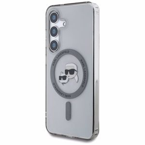 Original Pouch KARL LAGERFELD Button Karl&Choupette Heads Printed Logo Magsafe jaoks Samsung Galaxy S25 Plus must