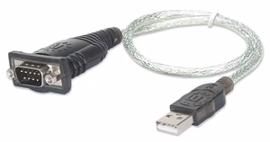 Manhattan USB-A jada-konverteri kaabel, 45cm, Male to Male, Serial/RS232/COM/DB9, Prolific PL-2303RA kiip, must/hõbedane kaabel, kolme aasta garantii, vastab ICUSB232V2