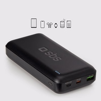 Powerbank SBS TTBB20000PD20K 20000 mAh 20W PD USB-C, USB-A, Micro-USB - must