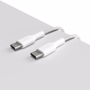 Puro Fabric vastupidav punutud USB-C–USB-C laadimis- ja andmekaabel, 1,2 m, valge