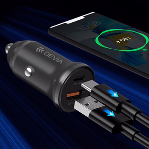 Devia autolaadija Smart Mini PD QC 3.0 30W 1x USB 1x USB-C valge