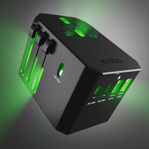 SBS Universal GaN Travel Adapter 70W 3xUSB-C 2xUSB-A with Ümbris - Must