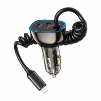 BWOO CC96L 30W PD car laadija 1x USB-C 1x USB port with lightning kaabel hall