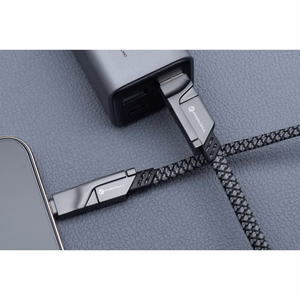 Kaabel 4in1 USB C / USB A to USB C / Lightning Forcell F-Energy QC PD 3A 60W 1 m C241 chrome