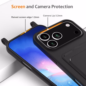 Must vedelsilikoonist kaardihoidiku ja rihmaga ümbris iPhone 18 Pro / 17 Pro jaoks