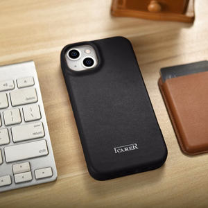 iCarer CE Premium Leather Folio Case iPhone 14 Plus Magnetic Flip Leather Folio Case MagSafe must (WMI14220715-BK)