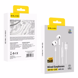 Blavec BHS-02 USB-C kõrvaklapid ilma silikoonotsikuteta, mikrofoni ja DAC-iga (BHS02-W), valged