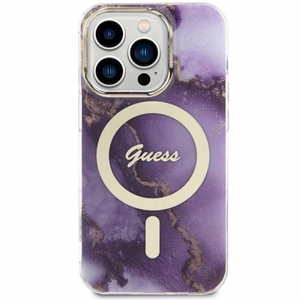 Guess GUHMP14LHTMRSU iPhone 14 Pro 6.1" lilla/lilla hardcase Golden Marble MagSafe